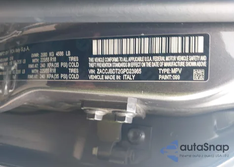 2016 Jeep Renegade Limited из США, поврежденный, VIN ZACCJBDT2GPD23965